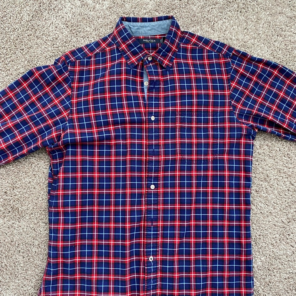 Men’s Nautica Plaid Button Up - Size M